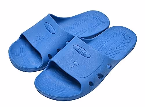 Blue ESD anti-static slippers for use in controlled work areas